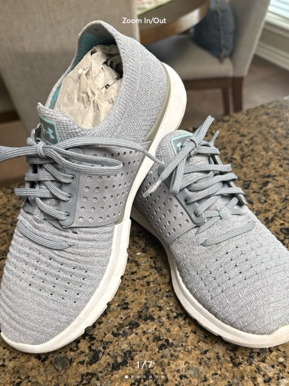 Under Armour Women’s Light Gray Knit Athletic Sneakers with White Soles
